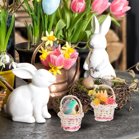 BESTYASH Set of 10 Small White Wicker Baskets Rattan Storage Containers for Home Decor and Women