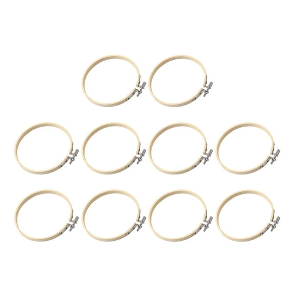 BESTYASH 10Pcs DIY Embroidery Circle Beige Tight Fabric Hold for Cross Stitch and Quilting Use