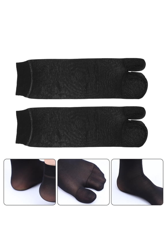 10Pairs Breathable Tabi Socks for Adults Black Nylon Comfortable Summer Ankle Socks
