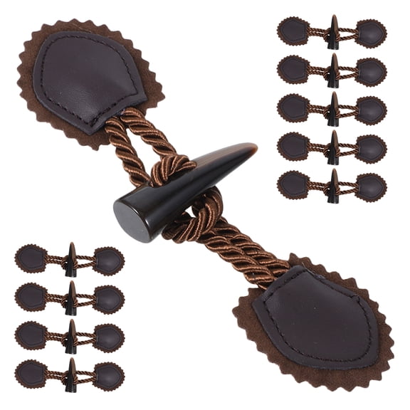 BESTYASH 10Pairs Vintage Style Resin Horn Toggle Buttons Secure Toggle Closure for Overcoats