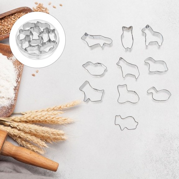 BESTYASH 10Pcs Animal Shape Biscuits Making Mold Stainless Steel Cookie Cutter Baking Tool