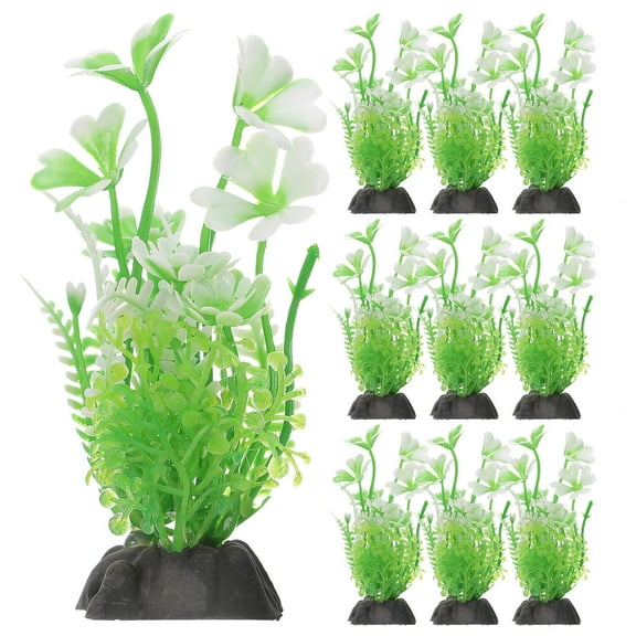 BESTYASH 10Pcs Aquarium Ornaments Plastic Green for Reptile Tanks Fish Tank