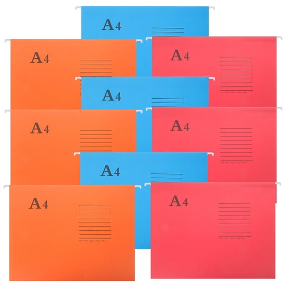 BESTYASH 10Pcs Assorted Color Hanging File Folder for A4 Documents with Wide Opening and Label Slots