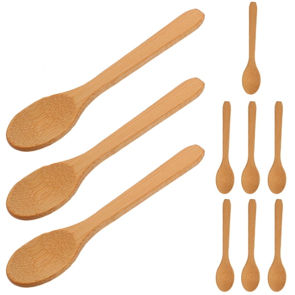 BESTYASH 10Pcs Bamboo Tea Spoons for Home Use Rustic Wooden Kitchen Utensils Assorted Color