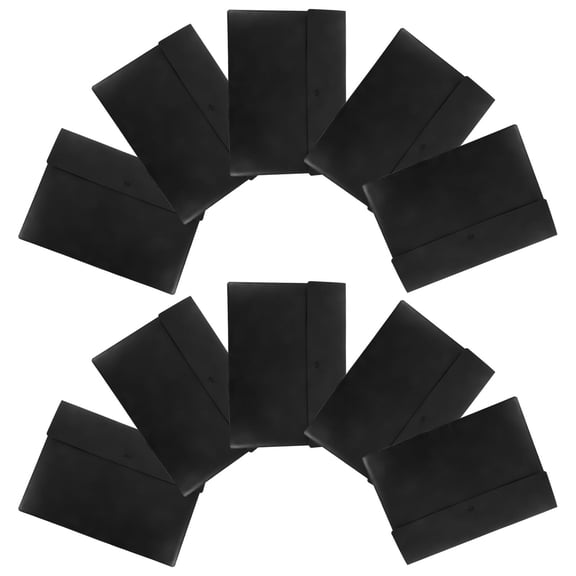BESTYASH 10Pcs Black Plastic File Folders with Snap Closure for Document Storage