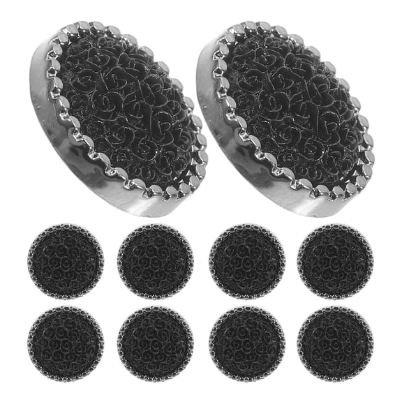BESTYASH 10Pcs Black Round Sewing Buttons with Rose Pattern for Coats Sweaters Jacket Projects