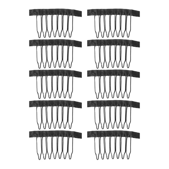 BESTYASH 10Pcs Black Wig Clip for Caps Steel Tooth Comb Clip for Application