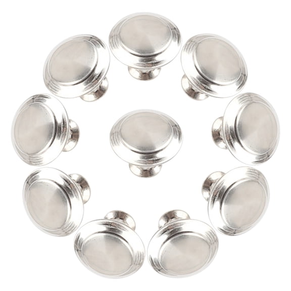 BESTYASH 10Pcs Brushed Plated Silver Cabinet Pull Handles Single Hole Round Knobs for Bedroom Drawers and Closets