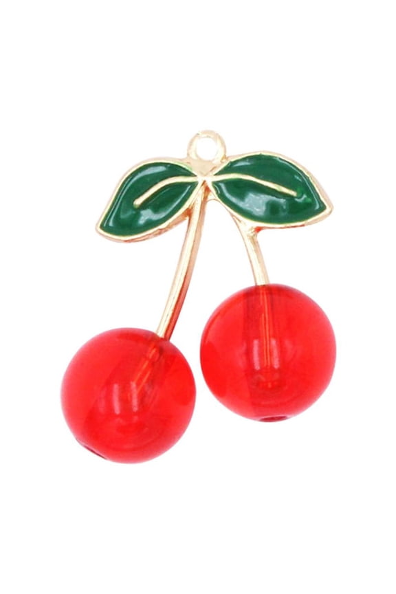 10Pcs Cherry Charms Pendants Red Solid Metal Alloy for Necklace Bracelet Jewelry Making