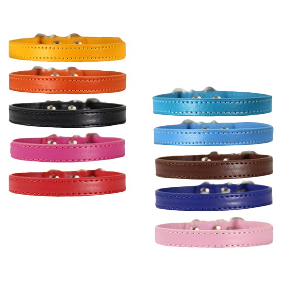 BESTYASH 10Pcs Chic Style Adjustable Dog Collar PU Material Pet Neckband with Durability