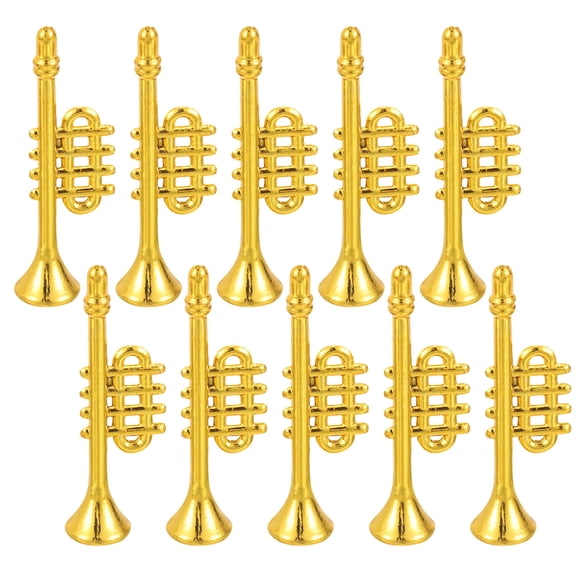 BESTYASH 10Pcs Christmas Musical Instrument Ornaments Golden Trumpet Vintage Style Tree Hanging Decor