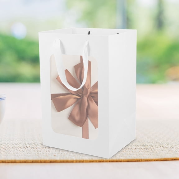 BESTYASH 10Pcs Clear Goody Bags with Handles and Transparent Front for Stylish Present Packaging