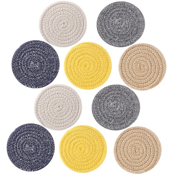 BESTYASH 10Pcs Cotton Coasters Insulation Pads Round Assorted Color Drinking Pads for Bedroom