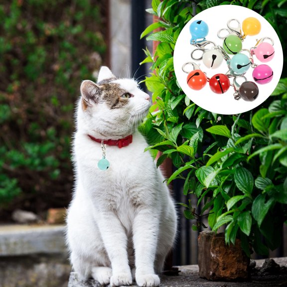 BESTYASH 10Pcs Crafted Metal Pet Collar Bells Assorted Color Delicate Decorative Cat Dog Bells