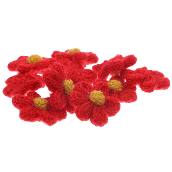 BESTYASH 10Pcs Red Yarn Flower Sew on Patches for Clothing Decorative Repair Appliques