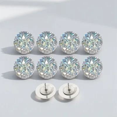 BESTYASH 10Pcs Plated Silver Rhinestone Push Pins Resin and Metal Office Desk Accessories