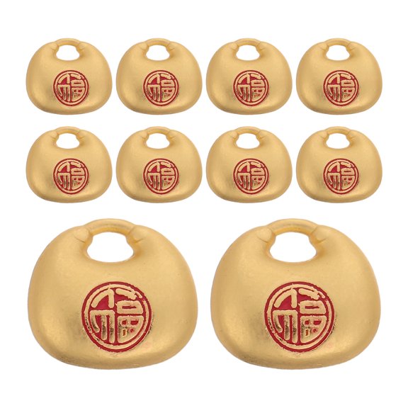 BESTYASH 10Pcs Durable Brass Small Feng Shui Bell Keychain with Fu Symbol for Car Rearview Mirror Charm