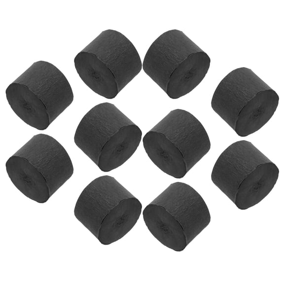 BESTYASH 10Pcs Easy Install Black Crepe Paper Streamers for Wedding and Birthday Party Decoration