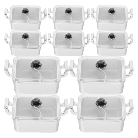 BESTYASH Miniature Cooking Supplies Set, 10 Pieces Plastic Silver Kitchen Accessories for Dollhouse and Crafts