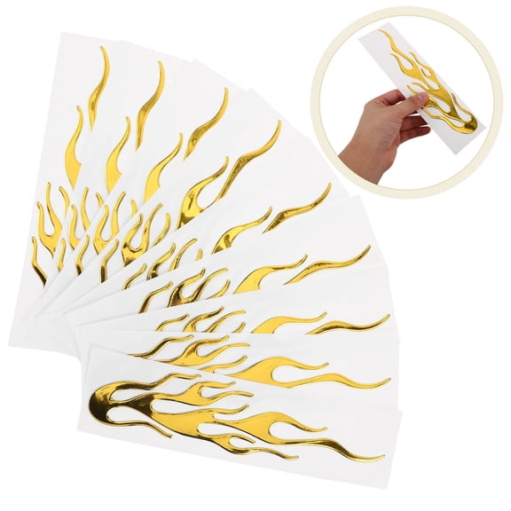 BESTYASH 10Pcs Flame Motorbike Stickers Yellow PVC Waterproof Auto Decorative Decals