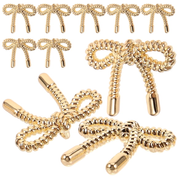 BESTYASH 10Pcs Golden Bow Shaped Sewing Buttons Decorative Clothes Fasteners for Sweaters Coats
