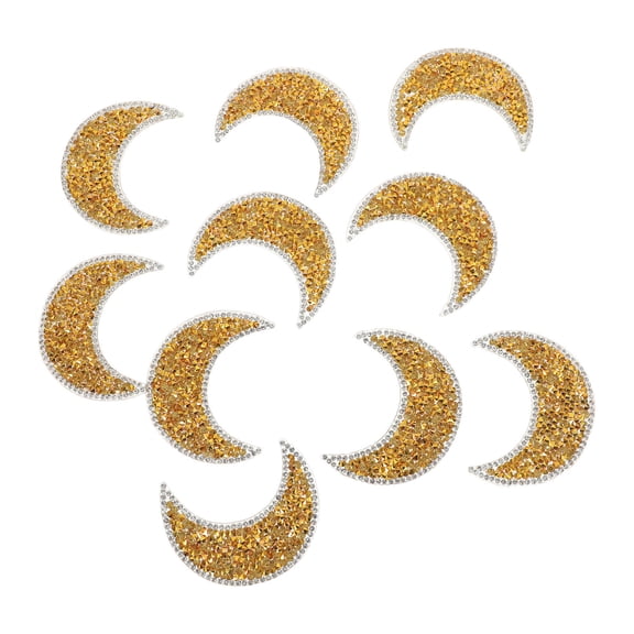 BESTYASH 10Pcs Moon Rhinestone Iron on Patches for Hats Unique DIY Embellishments for Clothing