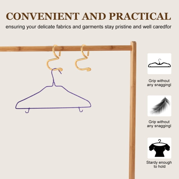 BESTYASH 10Pcs Hanger Connection Hooks Golden for Versatile Use with Metal Plastic and Wooden Hangers