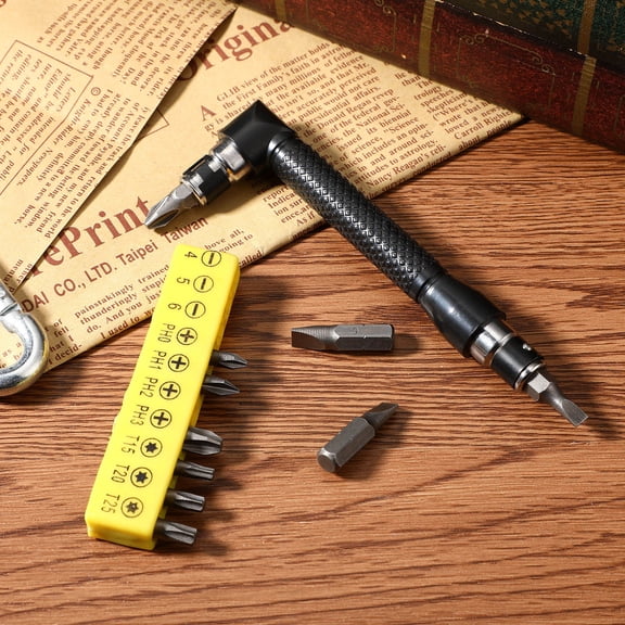 BESTYASH 10Pcs L Shaped Socket Wrench with Anti Slip Handle and 10 Assorted Screwdriver Bits