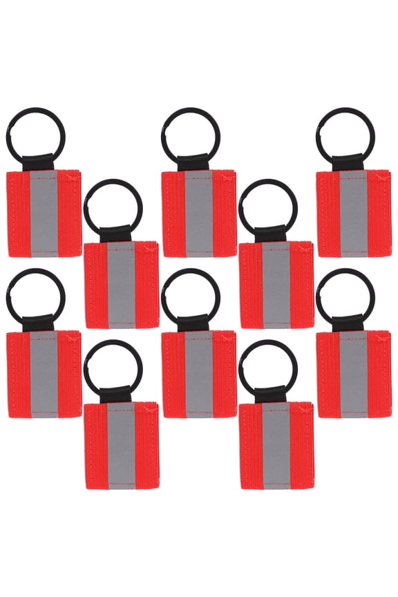 10Pcs Lightweight Red Reflective Keychain Pendant for Night Use and Decoration