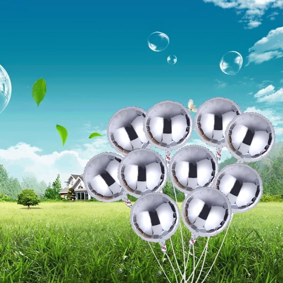 BESTYASH 10Pcs Metallic Silver Balloons Seal Tightly Round for Valentine's Day Birthday Party Decorations