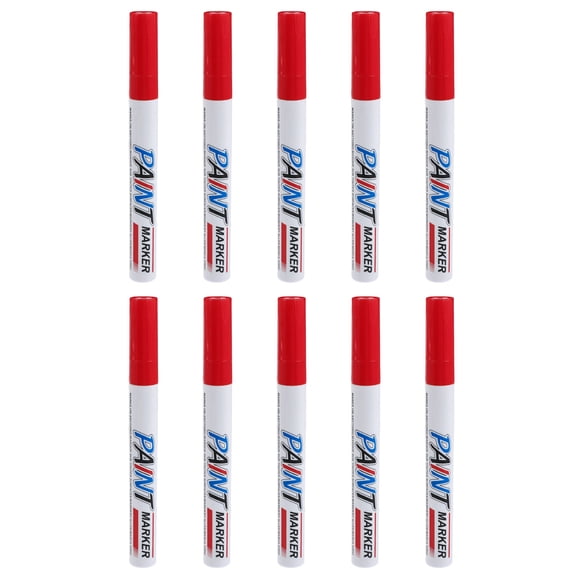 BESTYASH 10Pcs Uv Resistant Red Stone Paint Marker Oil Based Permanent Pen for Outdoor Memorial