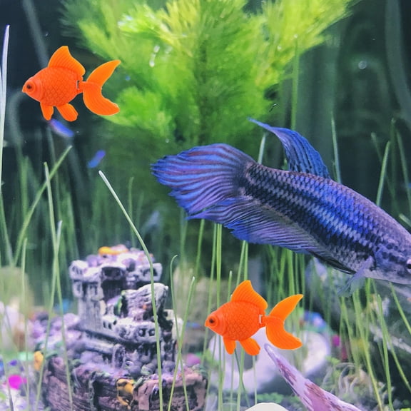 BESTYASH 10Pcs Orange Plastic Goldfish Aquarium Fake Fish Tank Decoration Realistic Design
