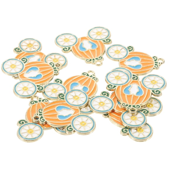 BESTYASH 10Pcs Orange Pumpkin Carriage Keychain Metal Charm for Creative Car Key Hanging Ornament