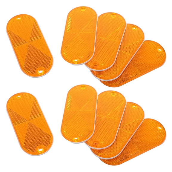 BESTYASH 10Pcs Oval Car Reflector Stickers Yellow Reflective Markers for Driveway Posts and Trailer Accessories