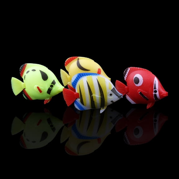BESTYASH 10Pcs Plastic Artificial Floating Fish Aquarium Decorations with Moveable Tail and Built in Weight