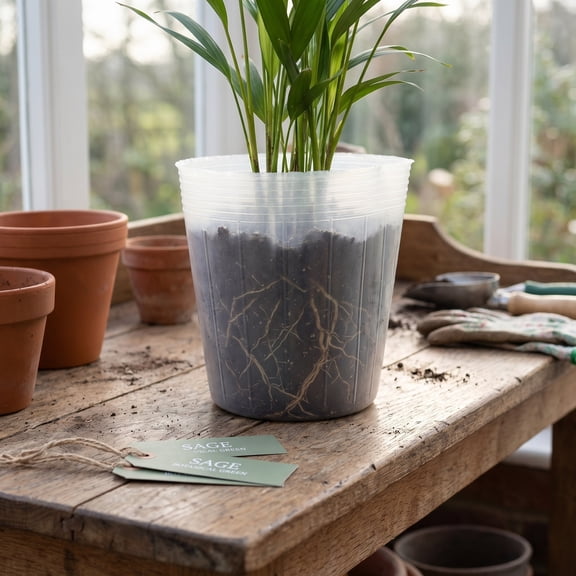 BESTYASH Clear Plastic Planter Liner Insert for Easy Plant Growth Monitoring 10Pcs