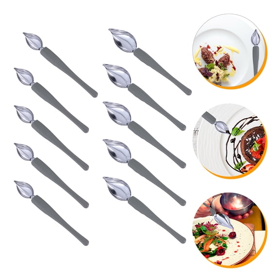 BESTYASH Set of 10 Silicone Plating Spoons for Sauces - Essential Baking and Kitchen Tools