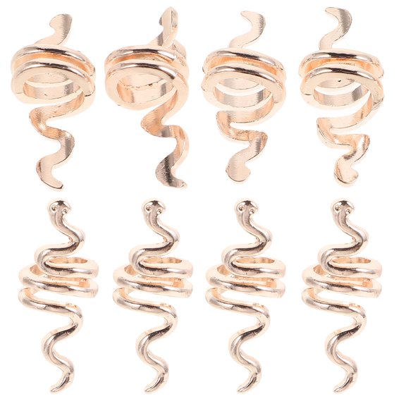 BESTYASH 10Pcs Portable Golden Snake Shape Hair Coil for Dreadlocks Braids and Hair Jewelry Accessories