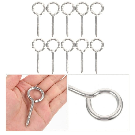 BESTYASH 10Pcs Premium Metal Eye Hooks Screw in with Thread Tip for Stable Storage Use