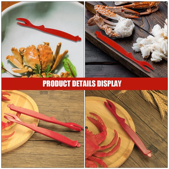 BESTYASH 10Pcs Red Plastic Crab Forks Lightweight Multipurpose Seafood Eating Tools with Anti Skid Grip for Kitchen
