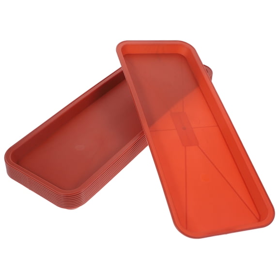 BESTYASH 10Pcs Rectangular Plant Drainage Trays Red Plastic Pot Saucers for Home Plants