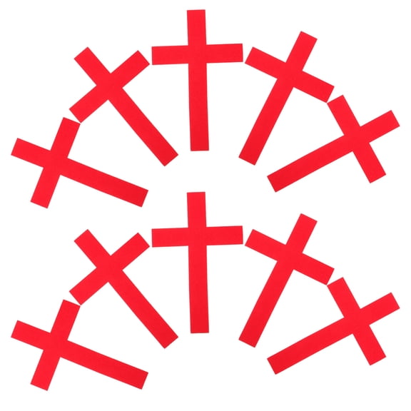 BESTYASH 10Pcs Red Decorative Cross Wall Decal for Church Easy Install Cloth Material