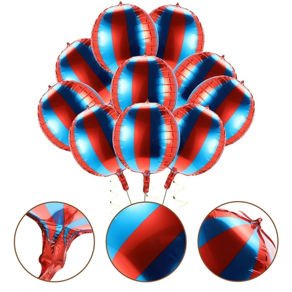 BESTYASH 10Pcs Red and Blue Foil Balloons for Circus Birthday Party Decorations and Room Decor