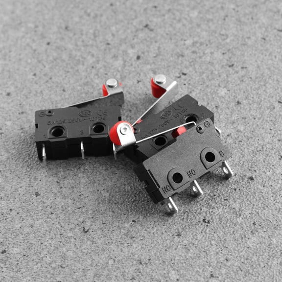 BESTYASH 10Pcs Roller Micro Switch Black Lever Arm Momentary Action Spdt with 3-Pin Terminals