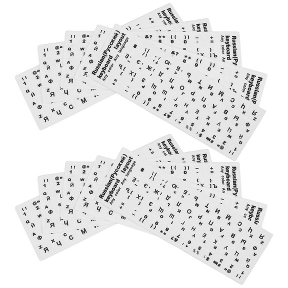 BESTYASH 10Pcs Russian Alphabet Keyboard Stickers White Transparent Laptop Keyboard Cover for Precise Language Input