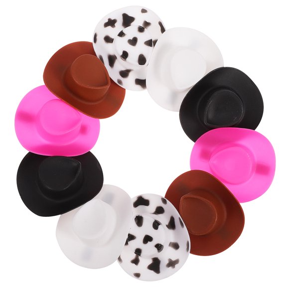 BESTYASH 10 Pcs Cowboy Hat Accessories Hair Clips Plastic Cow Print Hairstyle For Women