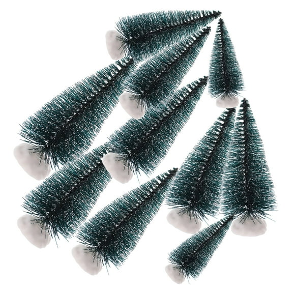 BESTYASH 10Pcs Small Dark Green Artificial Xmas Tree Tabletop Decoration for Holiday Party