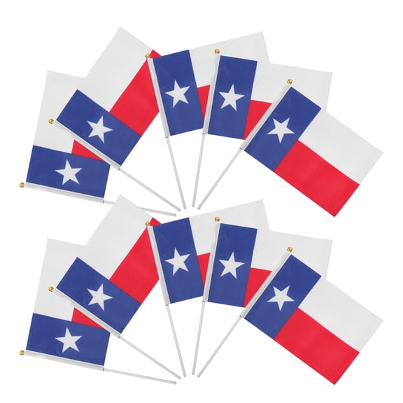 BESTYASH 10Pcs Small Handheld Texas Flags Polyester and Plastic for Daily Use Decor