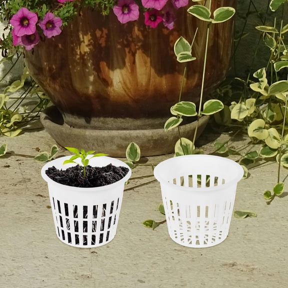 BESTYASH Breathable White PP Mesh Net Planter Pots for Hydroponics and Storage 10Pcs
