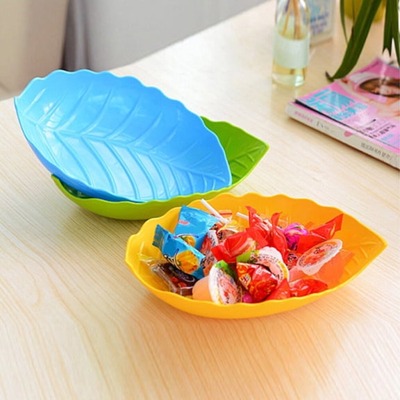 BESTYASH 10Pcs Sturdy Food Grade PP Leaf Candy Plate Assorted Colors Perfect for Kitchen and Party Use